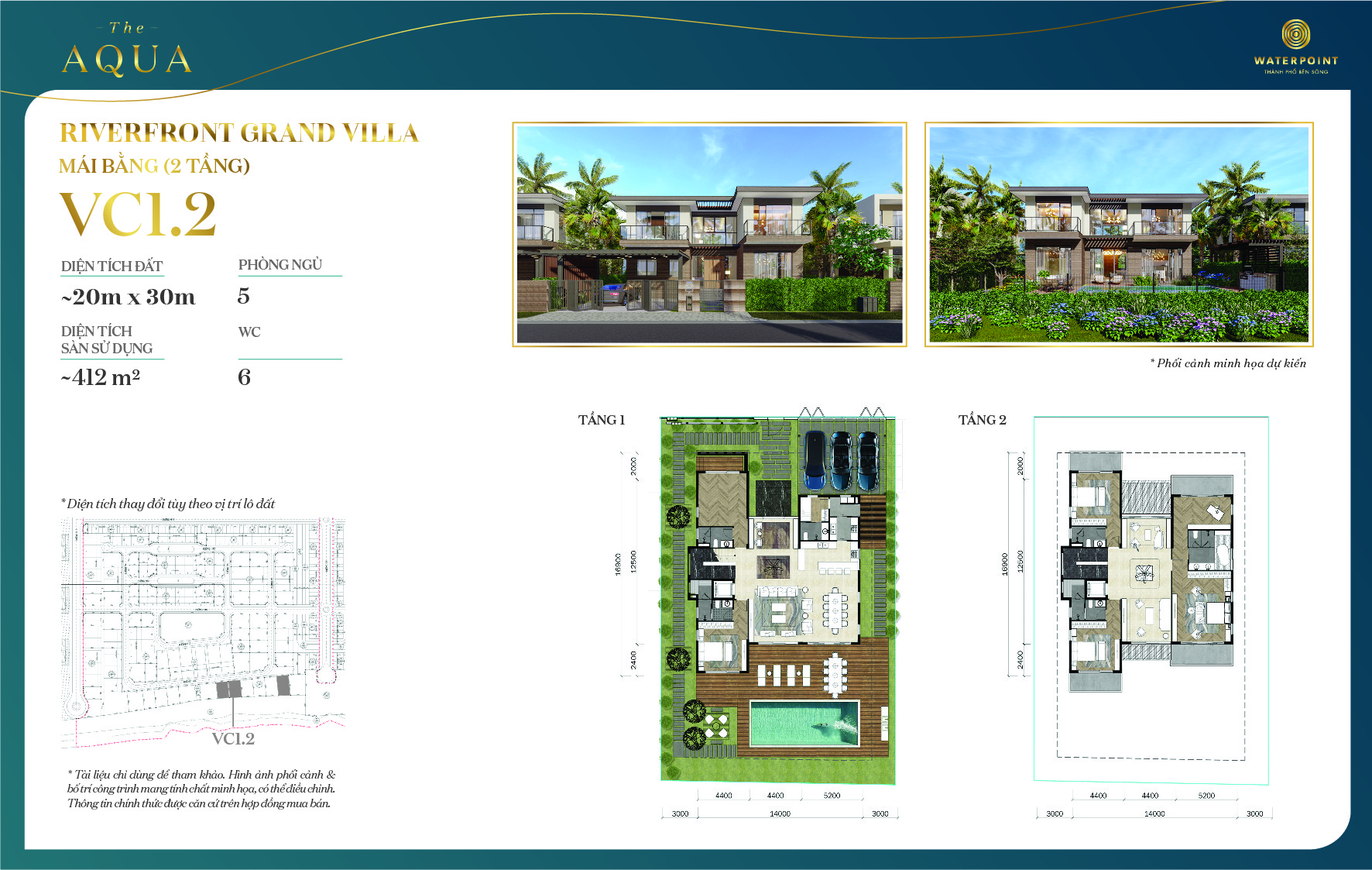 Dinh thự sông Waterpoint Bến Lức 600m2